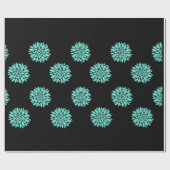 Schöne Aquamarine Peongs auf Black Gift Wrap Wrapp Geschenkpapier (Flach)