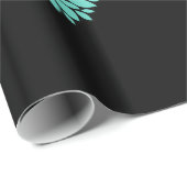 Schöne Aquamarine Peongs auf Black Gift Wrap Wrapp Geschenkpapier (Rolleneckpunkt)