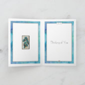 Schöne Aquamarine und goldene Blumenkarte Karte (Innenseite)