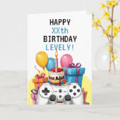 Schöne Aquamarine und weiße Pixel Controller Gebur Karte (Gelbe Blume)