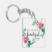 Schöne Aquarell-Blume Bibelzitat Schlüsselanhänger (Vorderseite links)