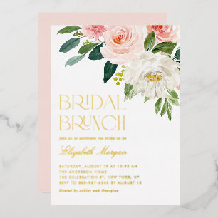 Schöne Aquarell-Blumen-Garten-Braut-Brunch Folieneinladung