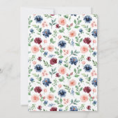 Schöne Aquarell Blumen & Grünpflanzen Kinderdusche Einladung (Rückseite)