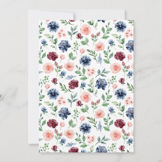 Schöne Aquarell Blumen & Grünpflanzen Kinderdusche Einladung (Rückseite)