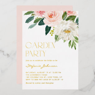 Schöne Aquarell-Blumenstrauß-Gartenparty Folieneinladung