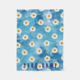 Schöne Aquarell-Daisy-Monogram-Fleece Fleecedecke