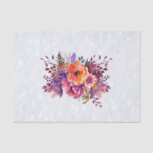 Schöne Aquarell-Gartenblumen-Dekupage Seidenpapier (Vorderseite)