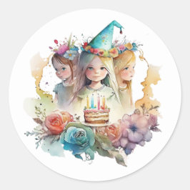 Schöne Aquarell Geburtstagskleber Runder Aufkleber