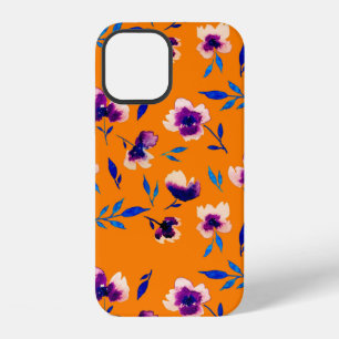 Schöne Aquarell-Pfingstrose Mohn Veilchen Blumen u iPhone 12 Hülle