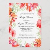 Schöne Aquarell Poppy Blume Kinderdusche Einladung (Vorne/Hinten)