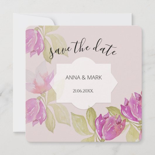 Schöne Aquarell Rosa Blume Handgemalt (Vorderseite)