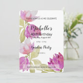 Schöne Aquarell Rosa Blume Handgemalt Einladung (Stehend Vorderseite)