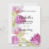 Schöne Aquarell Rosa Blume Handgemalt Einladung (Vorderseite)