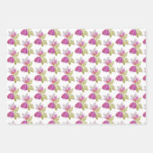 Schöne Aquarell Rosa Blume Handgemalt Geschenkpapier Set (Vorderseite 3)