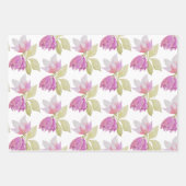 Schöne Aquarell Rosa Blume Handgemalt Geschenkpapier Set (Vorderseite 2)