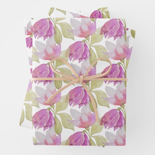 Schöne Aquarell Rosa Blume Handgemalt Geschenkpapier Set (Beispiel)