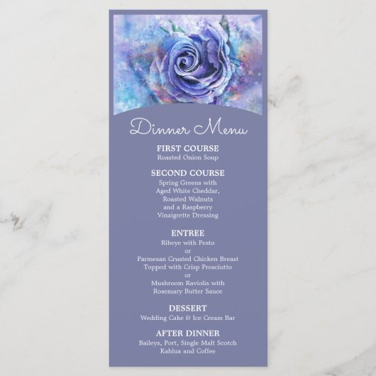 Schöne Aquarell-Rose Menükarte (Vorderseite)