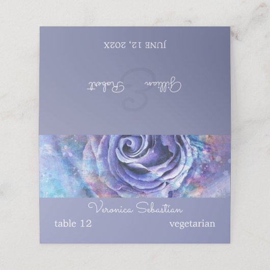 Schöne Aquarell-Rose Platzkarte (Außenseite Aufgefaltet)