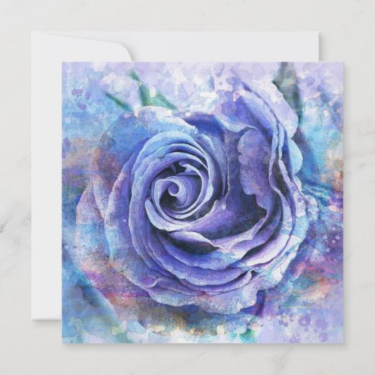 Schöne Aquarell-Rose Save The Date (Rückseite)