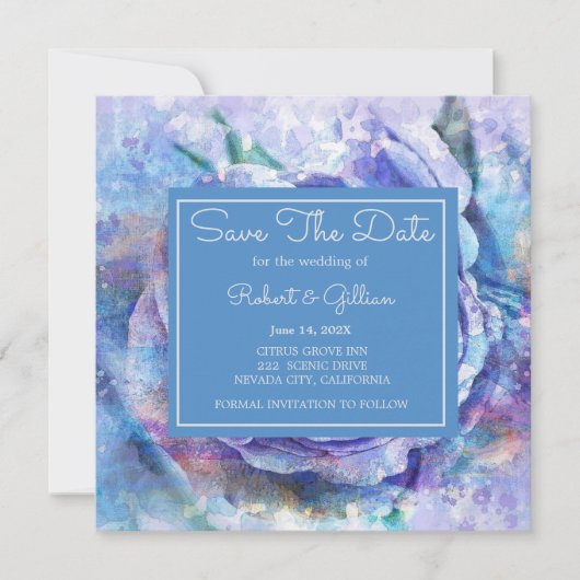 Schöne Aquarell-Rose Save The Date (Vorderseite)