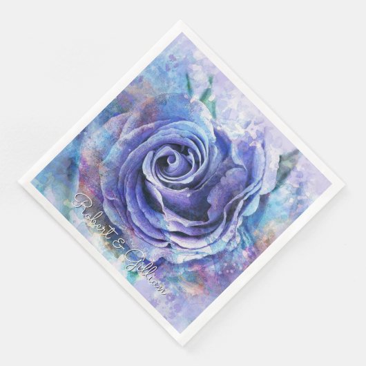 Schöne Aquarell-Rose Serviette (Ecke)