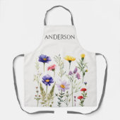 Schöne Aquarell Wildblume Botanica Schürze (Vorderseite)