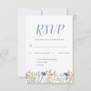 Schöne Aquarell-Wildblumen-Hochzeit-RSVP RSVP Karte