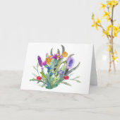 Schöne Aquarell-Wildblumen und Ladybugs Karte (Gelbe Blume)