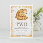 Schöne Aquarellbär Geburtstag 2. Geburtstag Einladung (Stehend Vorderseite)