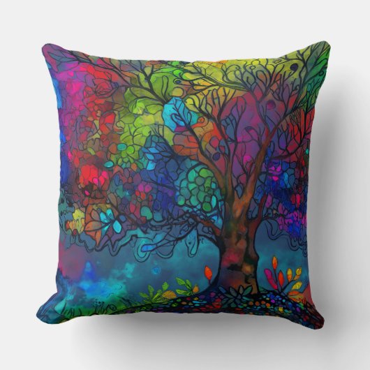 Schöne Aquarellbaum Kissen (Vorderseite)