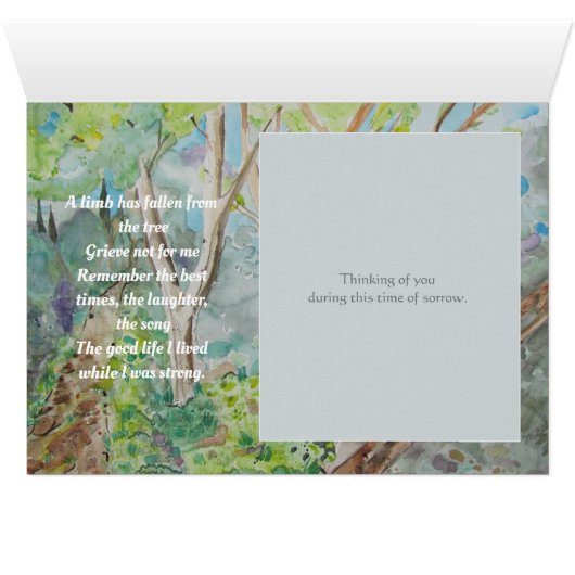 Schöne Aquarellbäume Sympathiekarte (Innenansicht Horizontal (Unten))