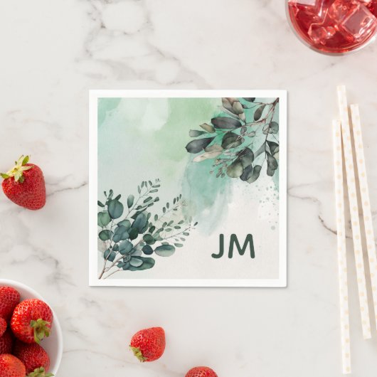 Schöne Aquarellbilder - Blätter Serviette (Beispiel)