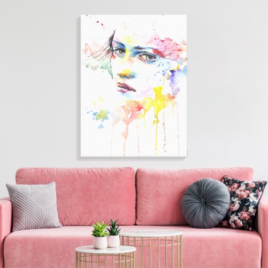 Schöne Aquarellbilder für Frauen Leinwanddruck (Insitu (Wohnzimmer))