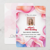 Schöne Aquarellbilder Geburtstag Personalisiert Einladung (Vorne/Hinten)