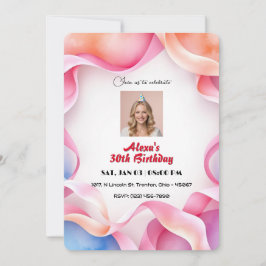 Schöne Aquarellbilder Geburtstag Personalisiert Einladung