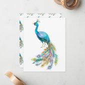 Schöne Aquarellblau-Pfauendarstellung Mitteilungskarte (Vorderseite/Rückseite Beispiel)