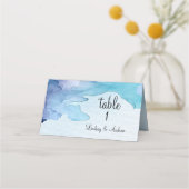 Schöne Aquarellblau und kalte geklappte Platzkarte (Vorderseite)