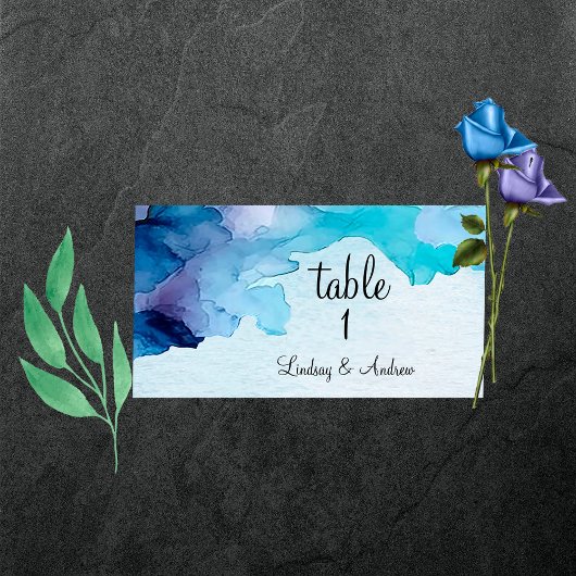 Schöne Aquarellblau und kalte geklappte Platzkarte