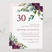 Schöne Aquarellblume 30. Geburtstag Einladung (Vorne/Hinten)