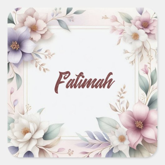 Schöne Aquarellblume Botanischer Name Quadratischer Aufkleber (Vorderseite)