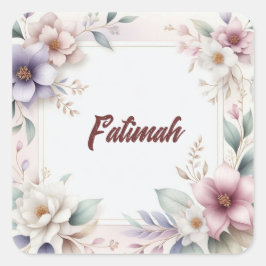 Schöne Aquarellblume Botanischer Name Quadratischer Aufkleber