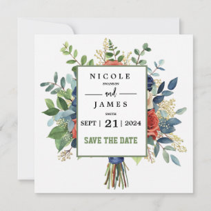 Schöne Aquarellblume Bouquet Save The Date
