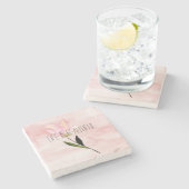 Schöne Aquarellblume Rosa Gefärbte Krawatte Steinuntersetzer (Seitenansicht)