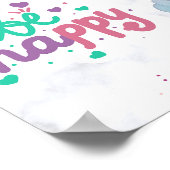 Schöne Aquarellblume sei glücklich Poster (Ecke)