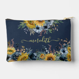 Schöne Aquarellblumen Blauer Hintergrundname Zubehörtasche