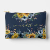 Schöne Aquarellblumen Blauer Hintergrundname Zubehörtasche (Vorderseite)