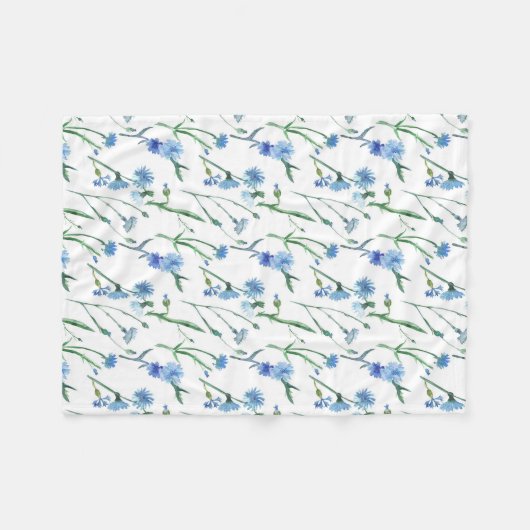 Schöne Aquarellblumen Fleecedecke (Vorderseite (Horizontal))