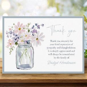 Schöne Aquarellblumen Im Mason-Glas-Begräbnis Dankeskarte
