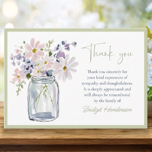 Schöne Aquarellblumen Im Mason-Glas-Begräbnis Dankeskarte