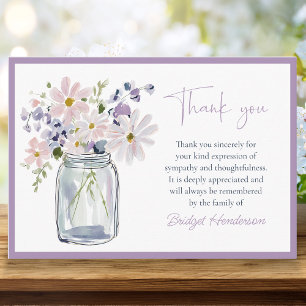 Schöne Aquarellblumen Im Mason-Glas-Begräbnis Dankeskarte